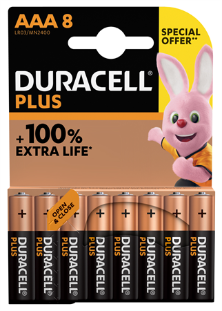 Duracell Plus AAA alkaliskt 10x8-p